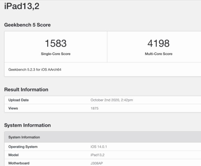 iPad Air 4跑分数据出色：A14 Bionic成绩大幅提升|ipad air|芯片|多核|bionic